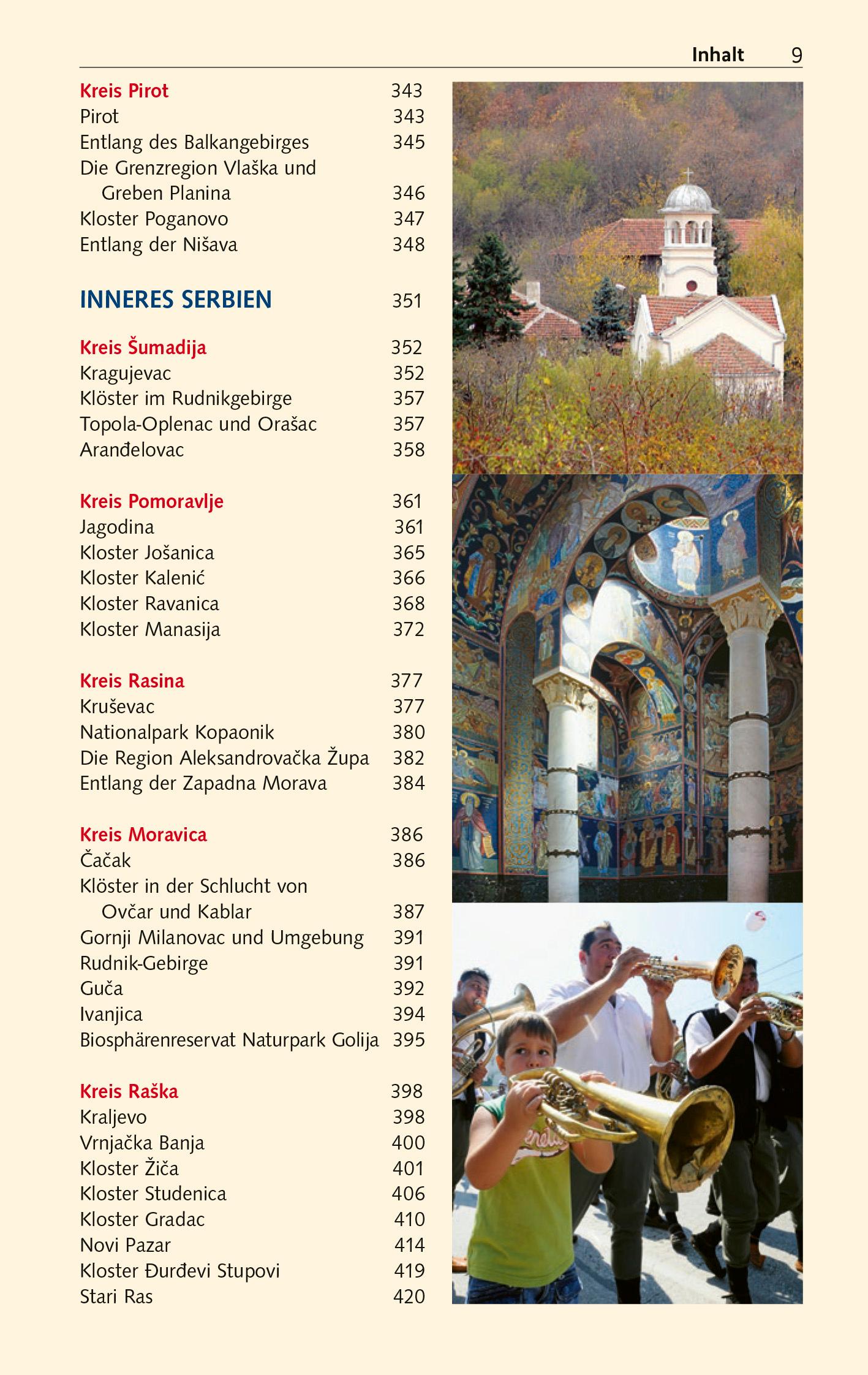 Beispielinhalt (Bild) TRESCHER Reiseführer Serbien
