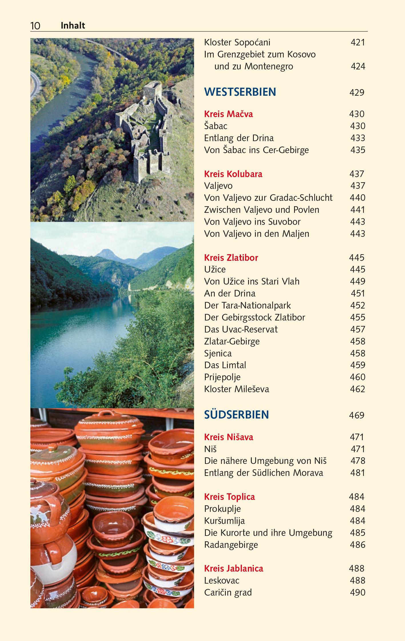 Beispielinhalt (Bild) TRESCHER Reiseführer Serbien