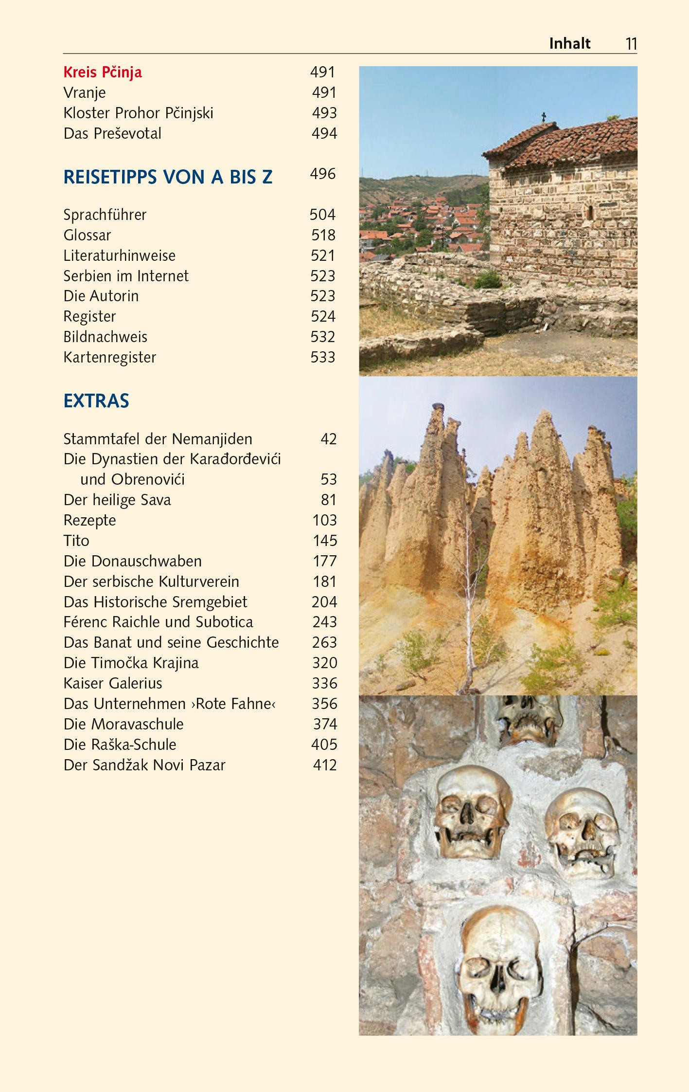 Beispielinhalt (Bild) TRESCHER Reiseführer Serbien