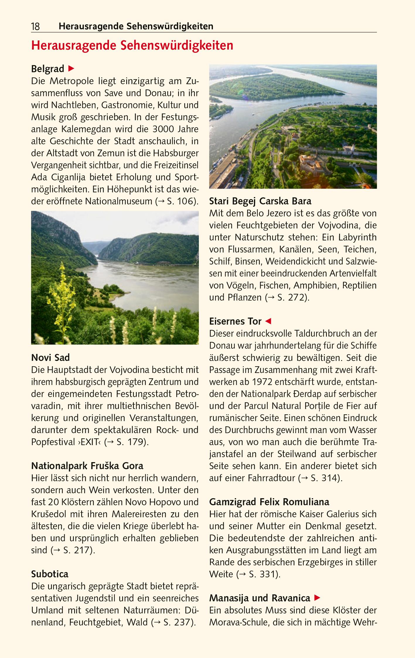 Beispielinhalt (Bild) TRESCHER Reiseführer Serbien