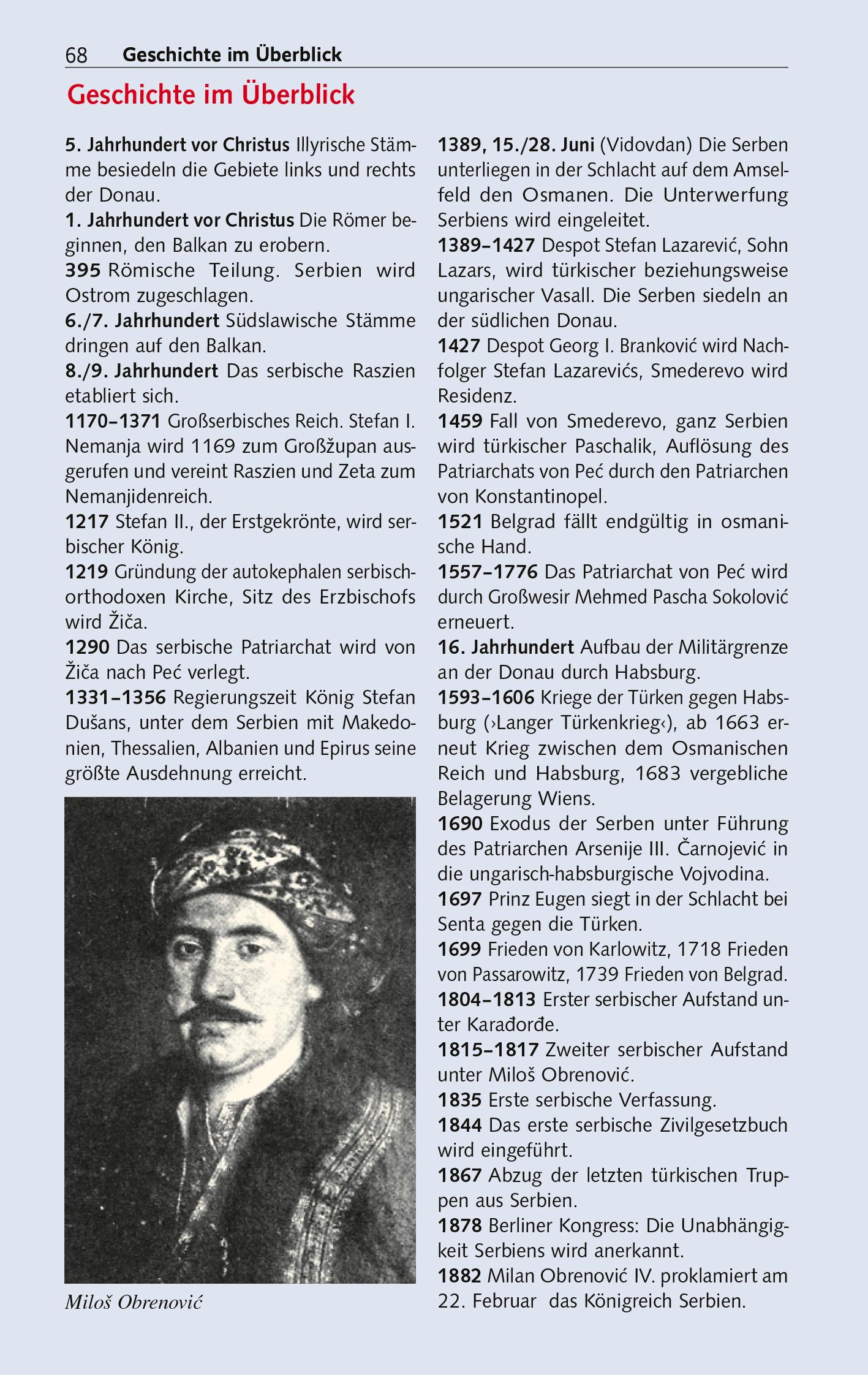 Beispielinhalt (Bild) TRESCHER Reiseführer Serbien