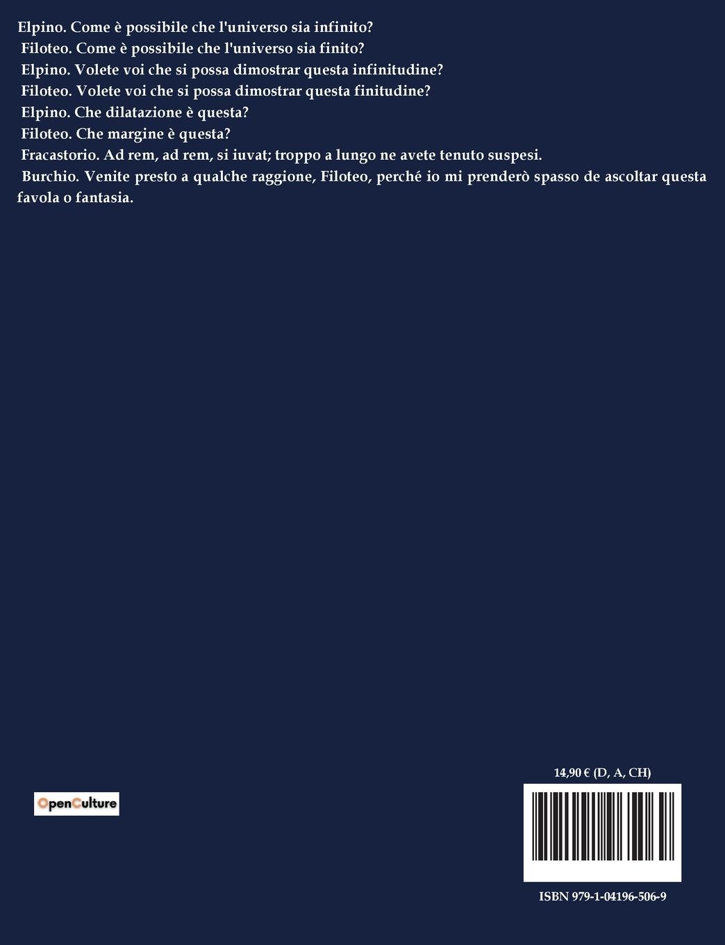 Rückseitencover DE L'INFINITO, UNIVERSO E MONDI