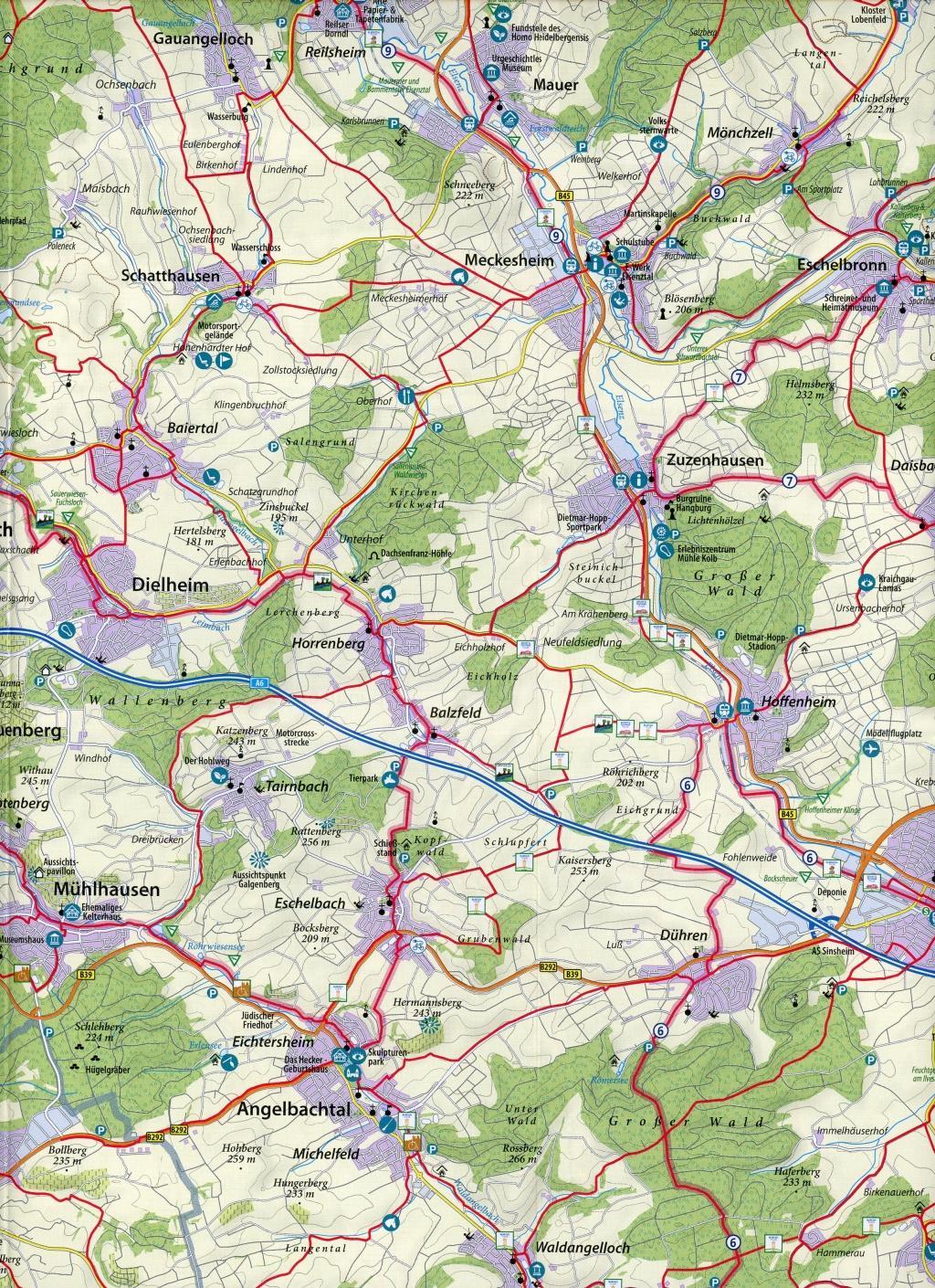 Beispielinhalt (Bild) Rad & Freizeitkarte Rhein-Neckar-Kreis