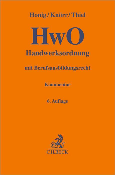 Vorderes Coverbild Handwerksordnung. HwO
