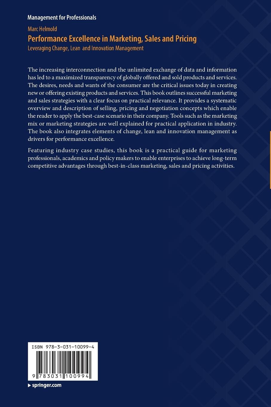 Rückseitencover Performance Excellence in Marketing, Sales and Pricing