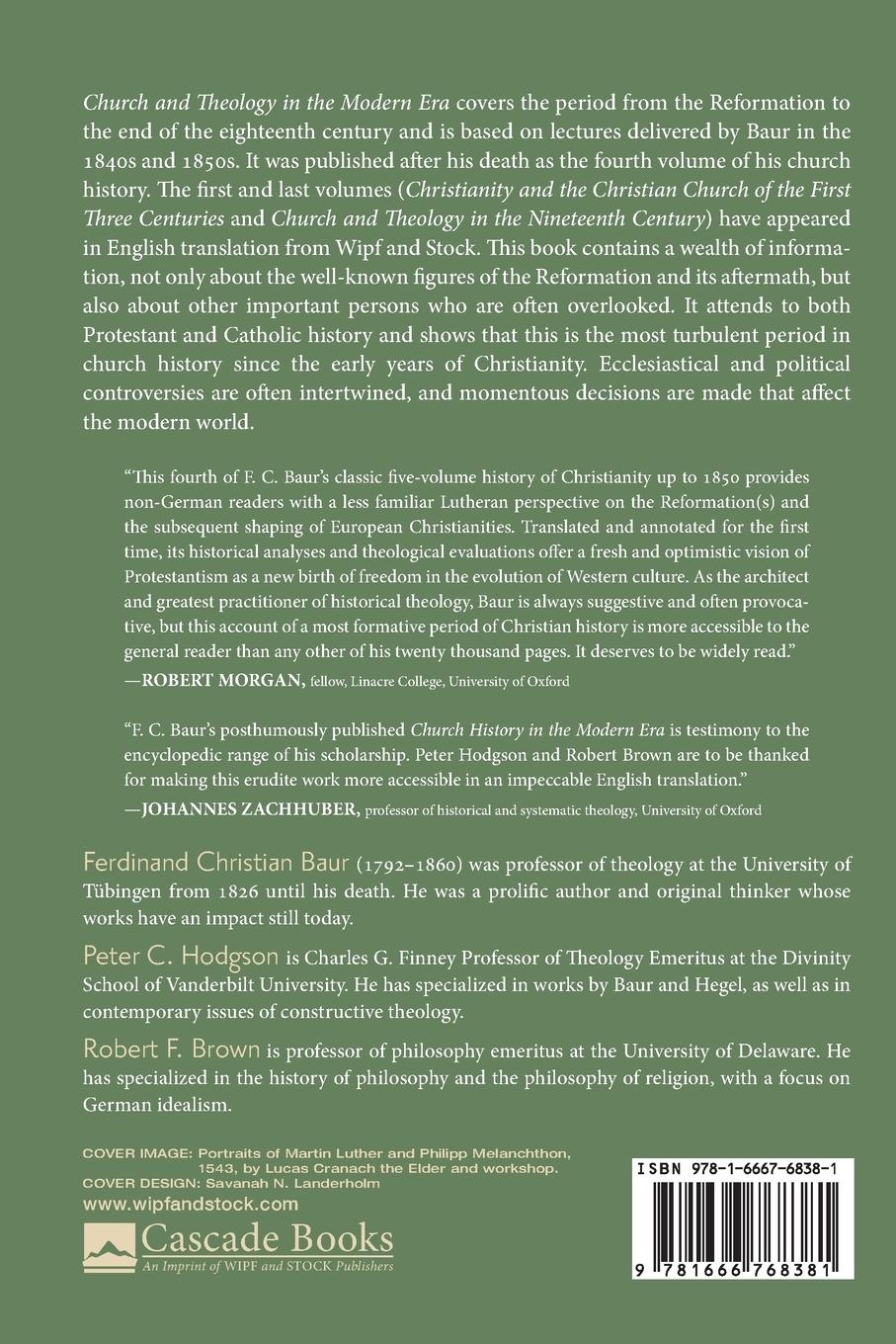 Rückseitencover Church and Theology in the Modern Era