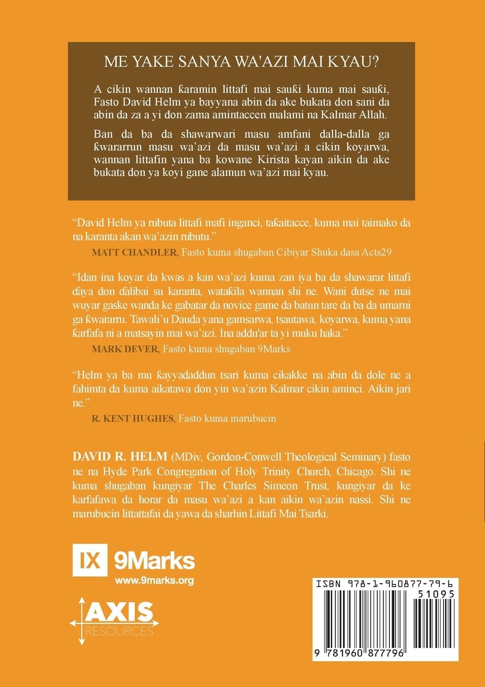 Rückseitencover Expositional Preaching / Wa'azin Bayyana Nassi (Hausa)