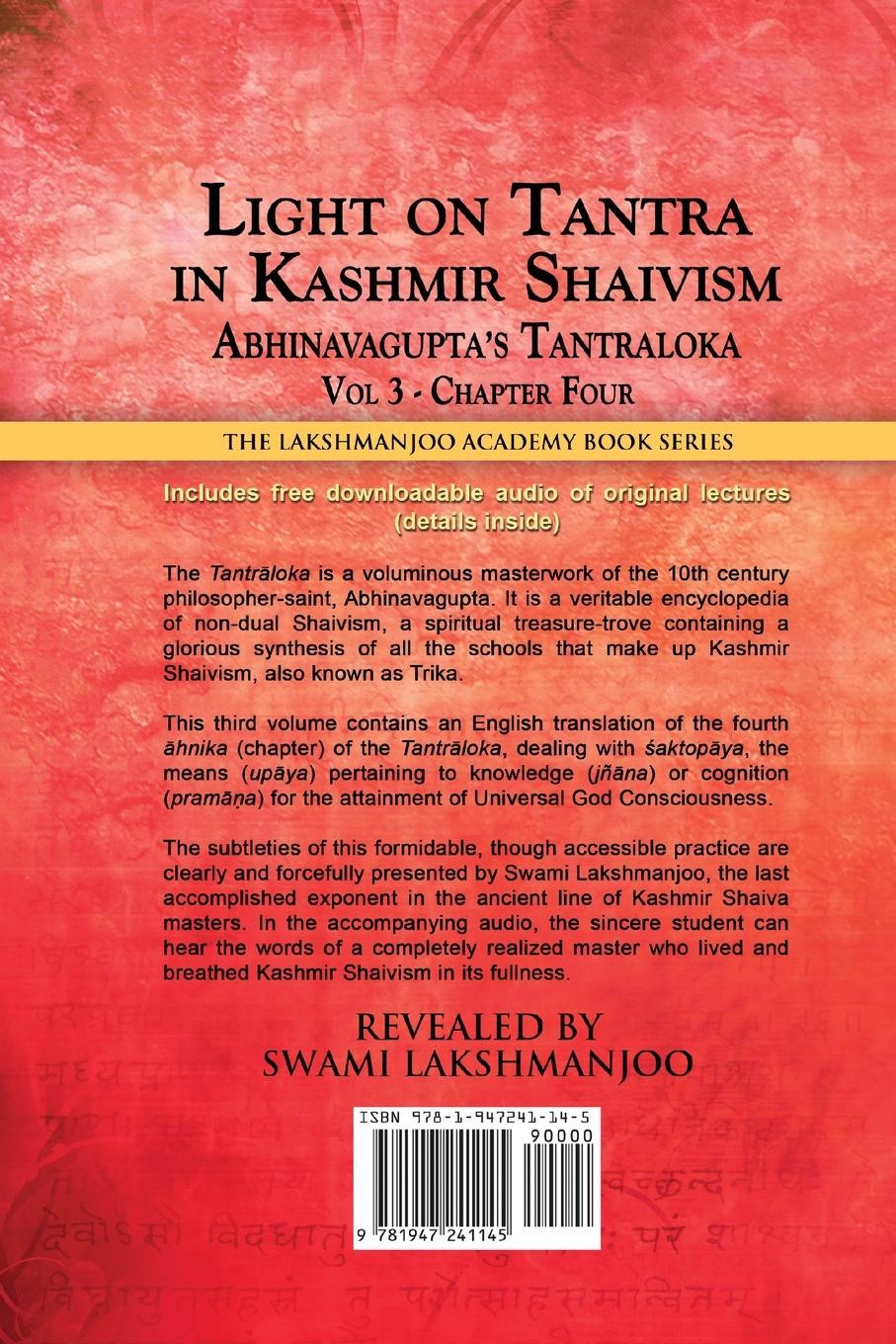 Rückseitencover Light on Tantra in Kashmir Shaivism - Volume 3