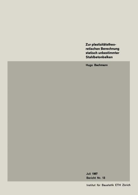 Vorderes Coverbild Zur plastizitätstheoretischen Berechnung statisch unbestimmter Stahlbetonbalken