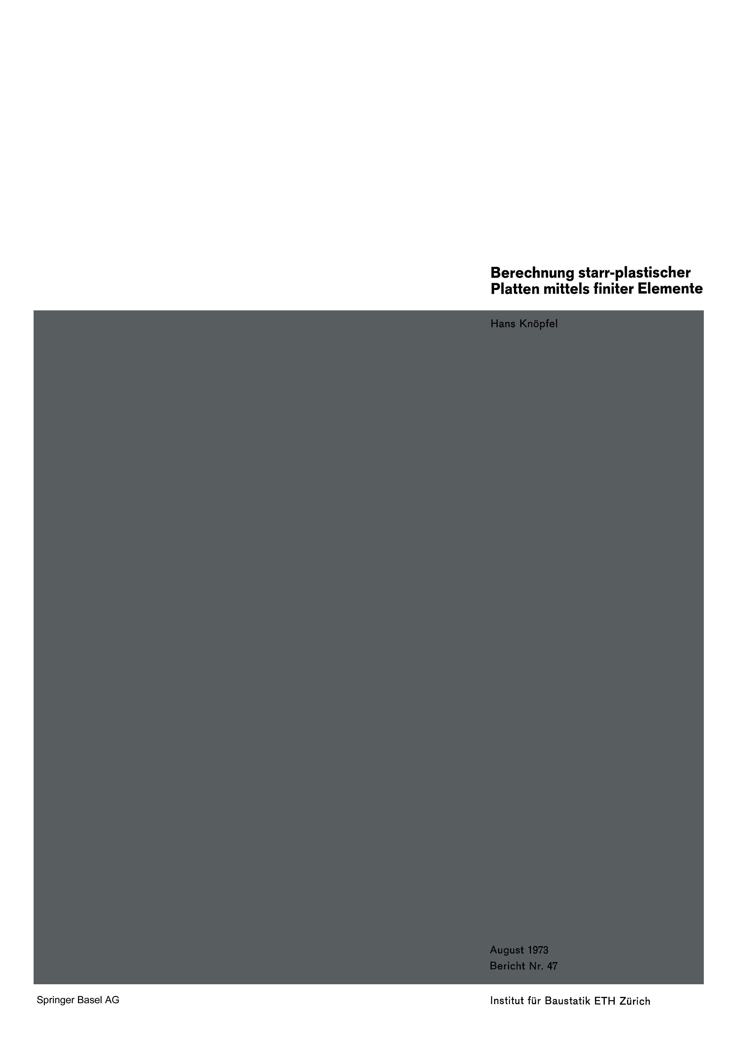 Vorderes Coverbild Berechnung starr-plastischer Platten mittels finiter Elemente