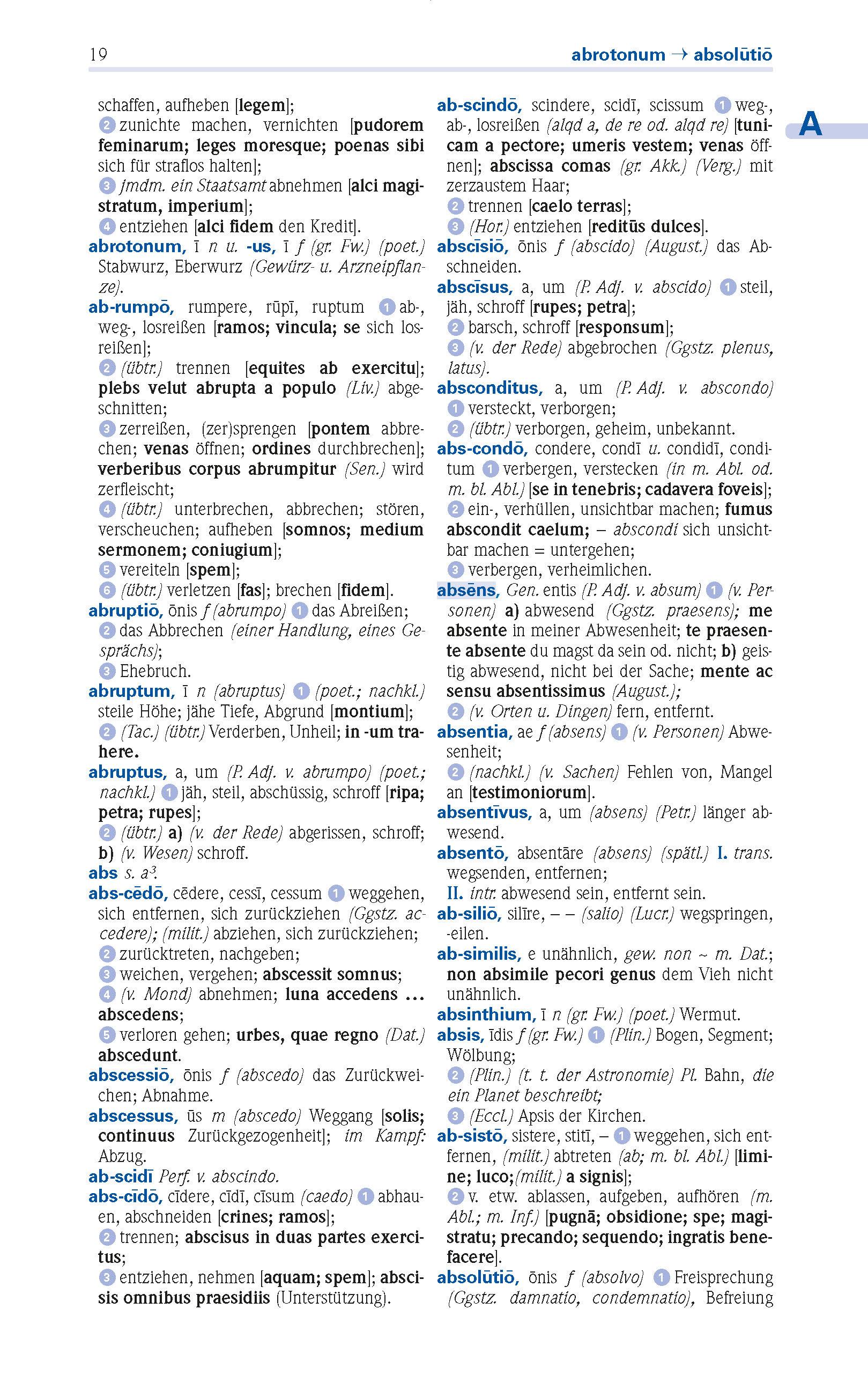 Beispielinhalt (Bild) PONS Wörterbuch für Schule und Studium Latein