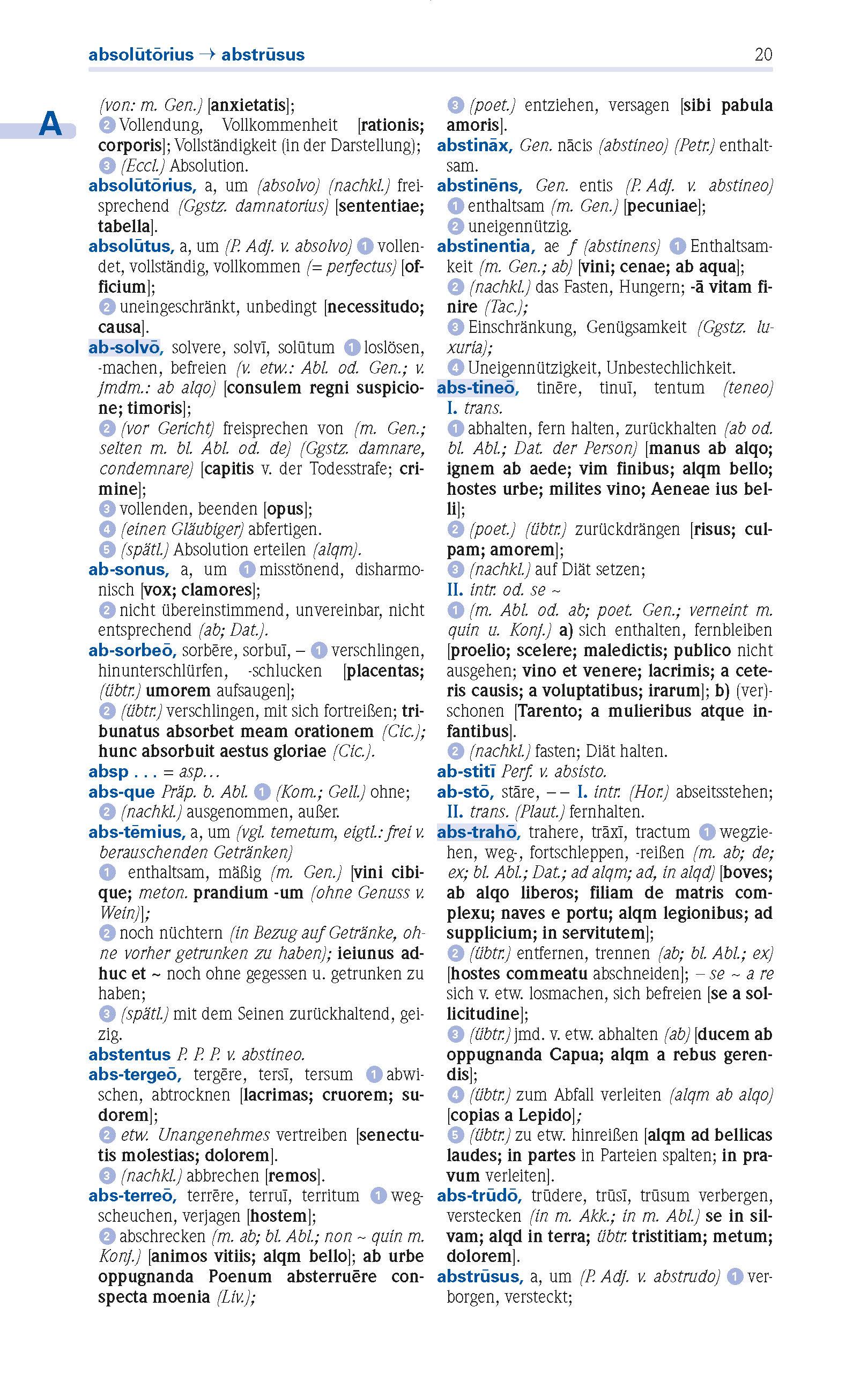 Beispielinhalt (Bild) PONS Wörterbuch für Schule und Studium Latein