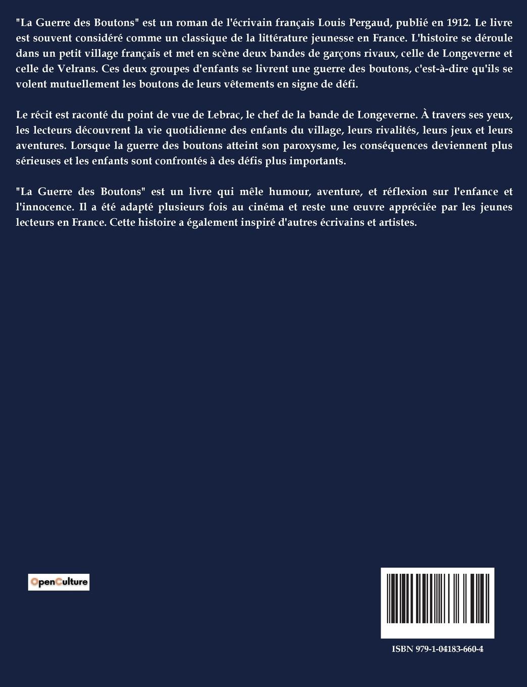 Rückseitencover LA GUERRE DES BOUTONS