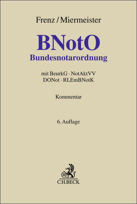 Vorderes Coverbild Bundesnotarordnung. BNotO