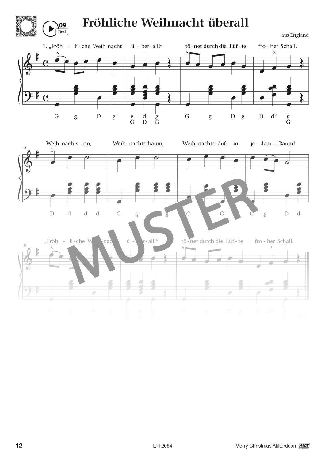 Beispielinhalt (Bild) Merry Christmas für Akkordeon