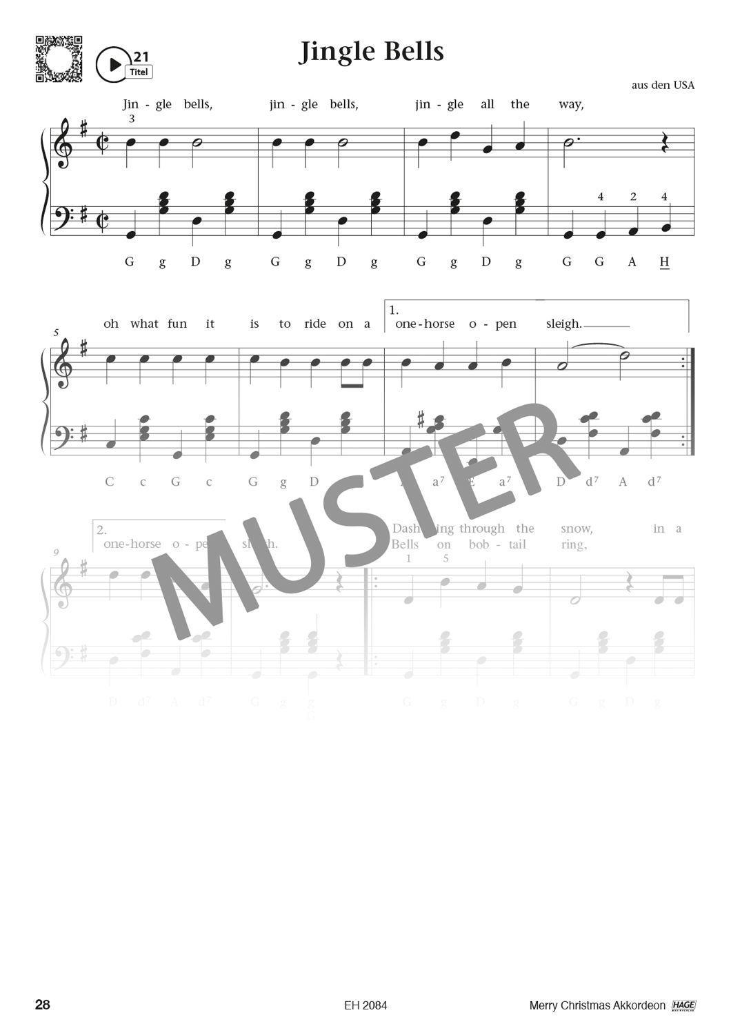 Beispielinhalt (Bild) Merry Christmas für Akkordeon