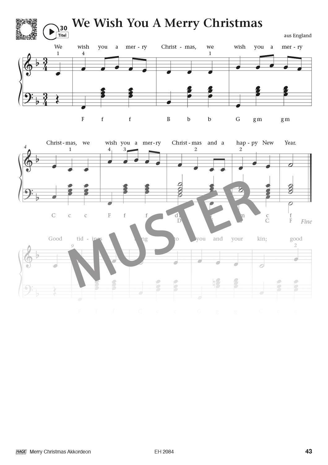 Beispielinhalt (Bild) Merry Christmas für Akkordeon