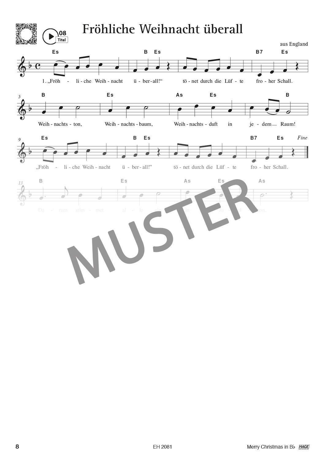 Beispielinhalt (Bild) Merry Christmas für B-Instrumente