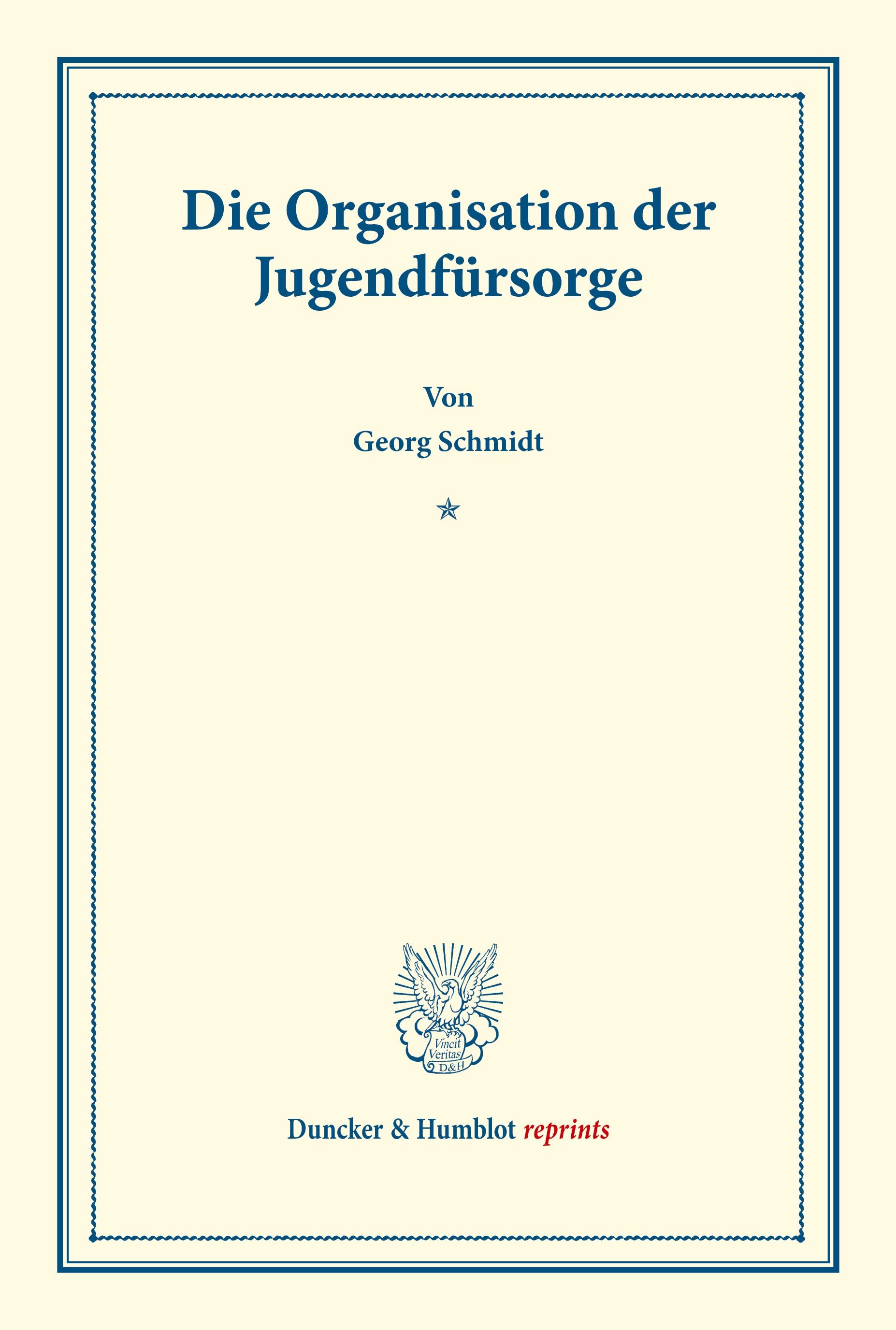 Vorderes Coverbild Die Organisation der Jugendfürsorge.