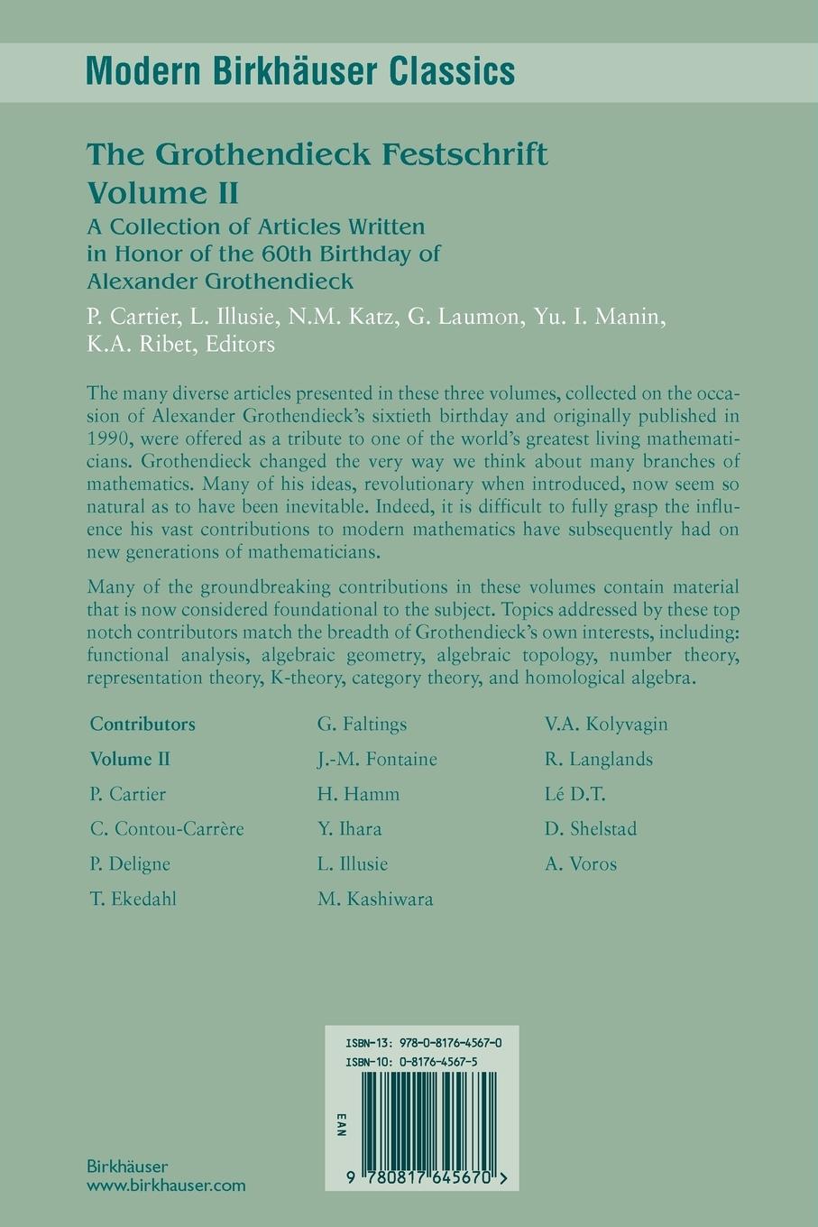 Rückseitencover The Grothendieck Festschrift, Volume II
