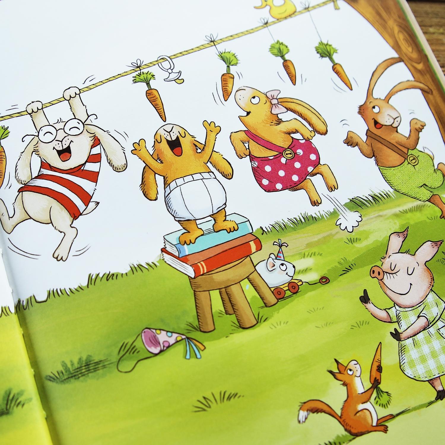 Beispielinhalt (Bild) Wenn sieben kleine Hasen zur Geburtstagsparty rasen