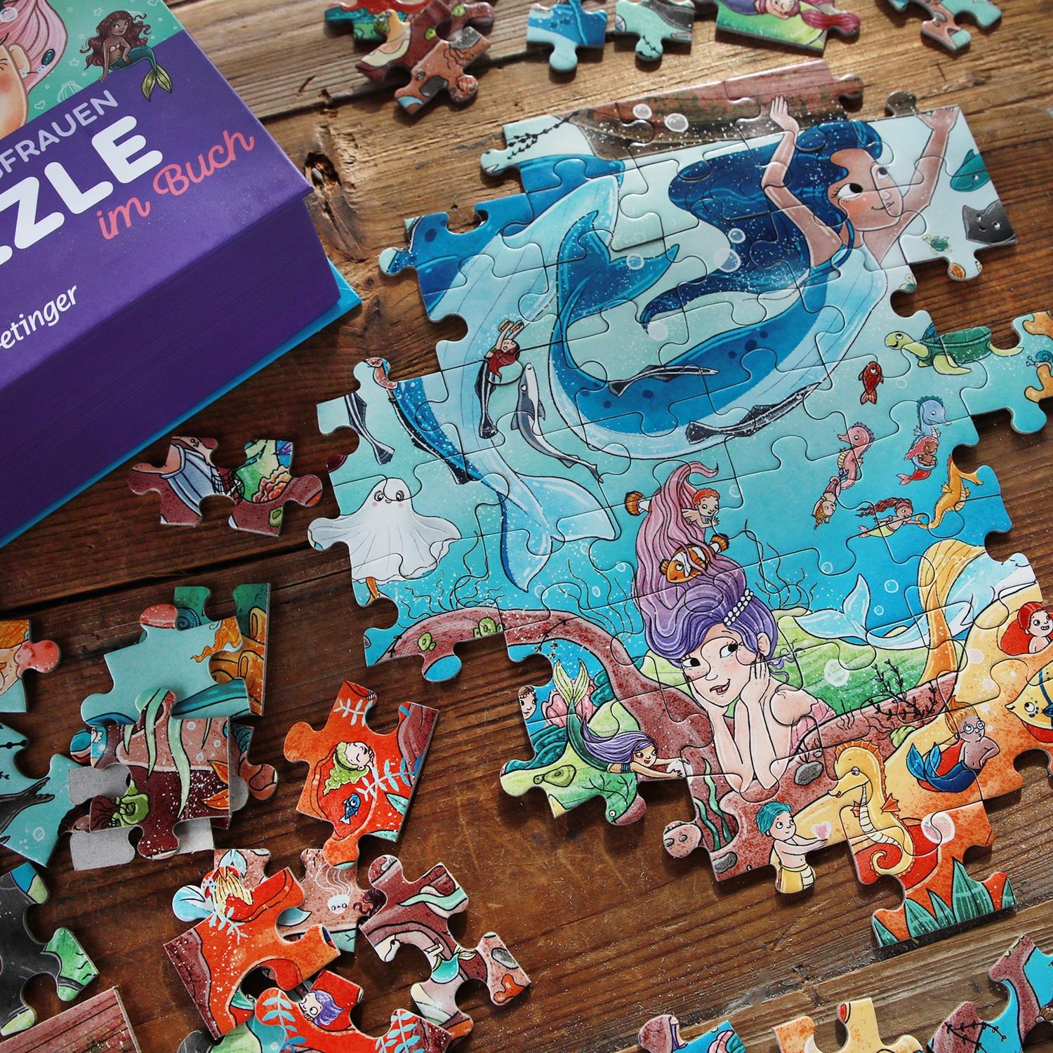 Beispielinhalt (Bild) Meerjungfrauen. Puzzle im Buch. 100 Teile