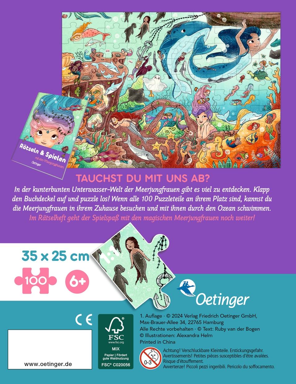 Rückseitencover Meerjungfrauen. Puzzle im Buch. 100 Teile