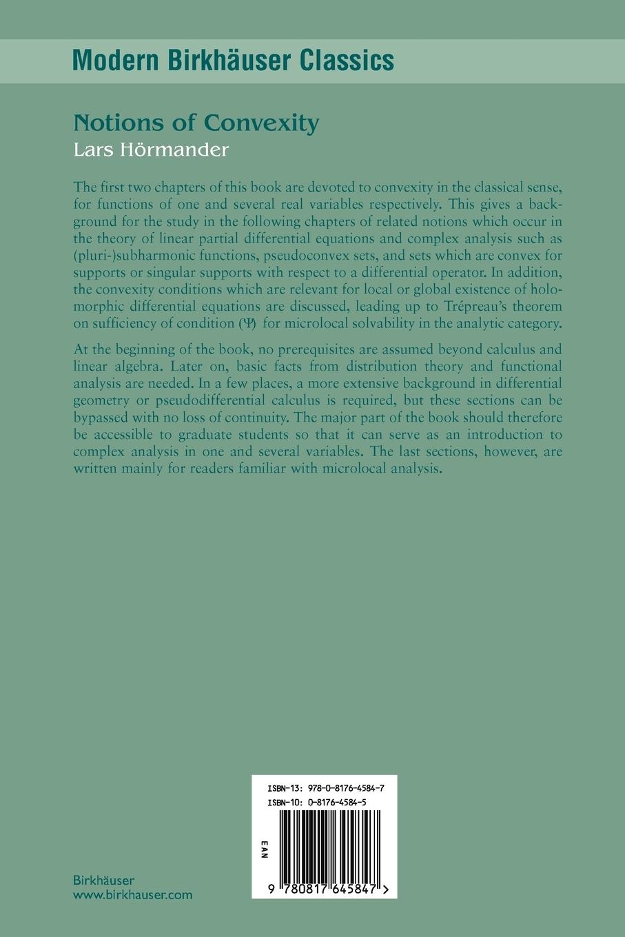 Rückseitencover Notions of Convexity