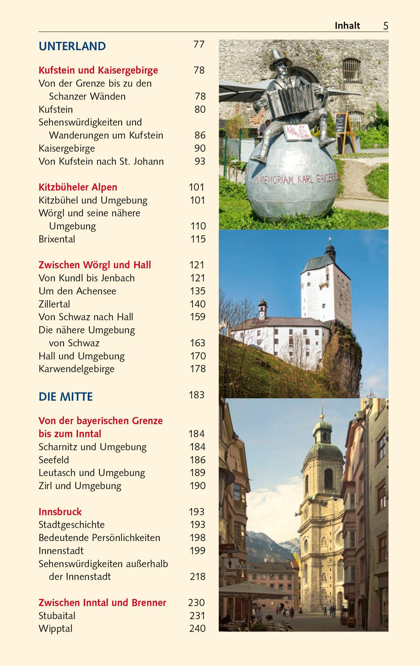 Beispielinhalt (Bild) TRESCHER Reiseführer Tirol