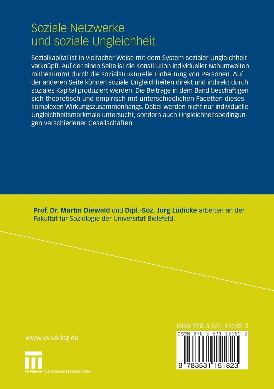 Rückseitencover Soziale Netzwerke und soziale Ungleichheit