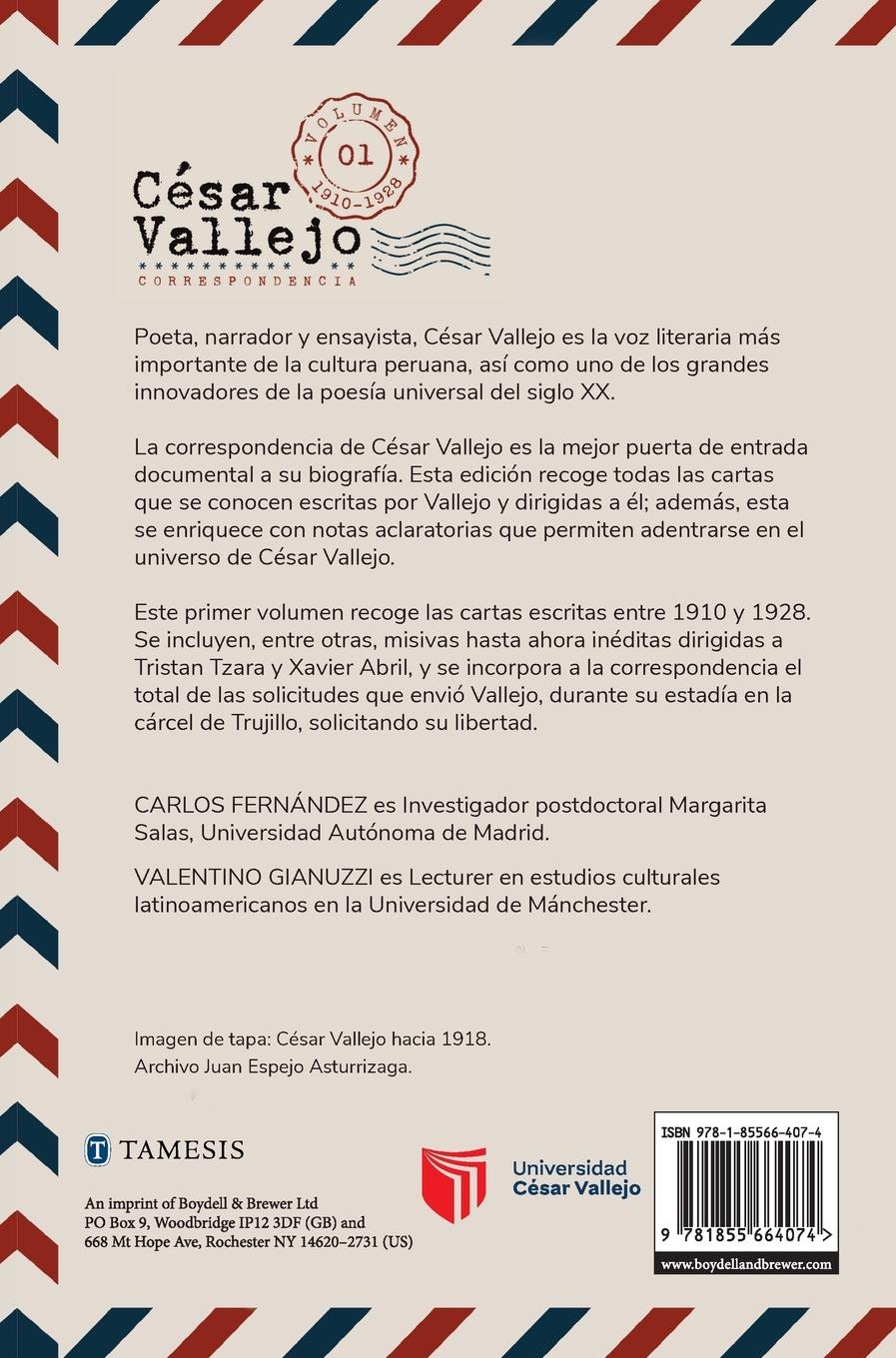 Rückseitencover César Vallejo. Correspondencia