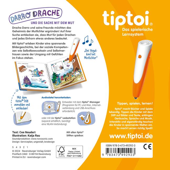 Beispielinhalt (Bild) tiptoi® Bildergeschichten über den Umgang mit Gefühlen - Darro Drache und die Sache mit dem Mut