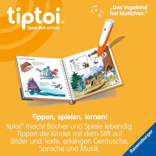 Beispielinhalt (Bild) tiptoi® Bildergeschichten über den Umgang mit Gefühlen - Darro Drache und die Sache mit dem Mut