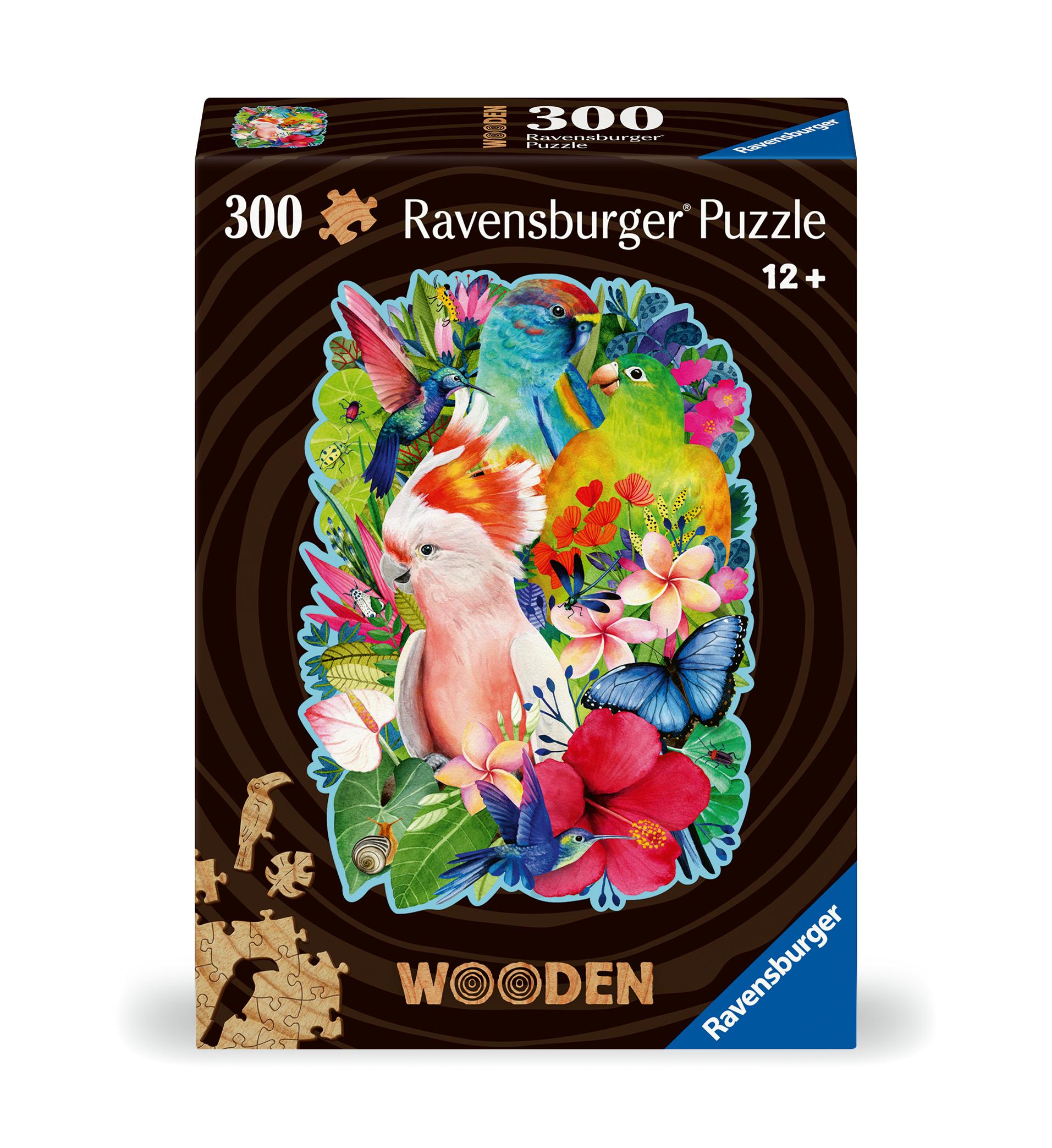 Vorderes Coverbild WOODEN Puzzle - Exotische Vögel - konturgeformtes Holzpuzzle mit 300 Teilen