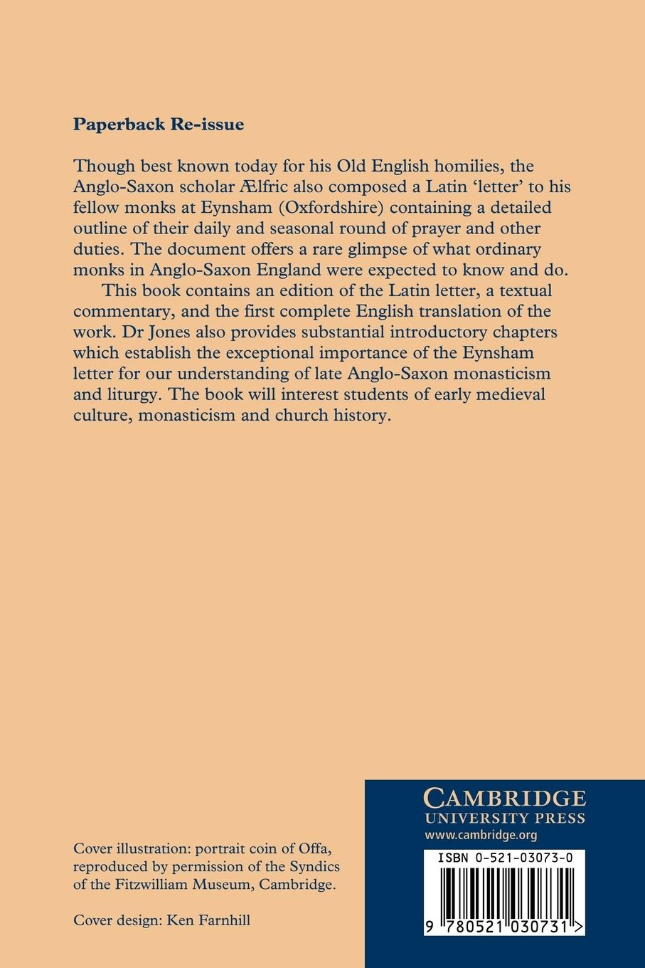 Rückseitencover Aelfric's Letter to the Monks of Eynsham