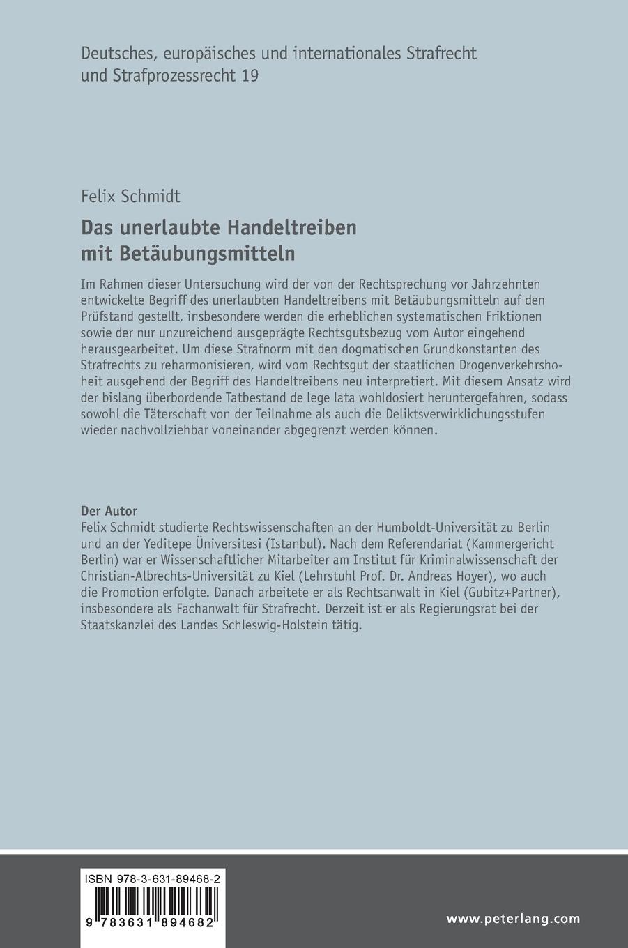 Rückseitencover Das unerlaubte Handeltreiben mit Betäubungsmitteln