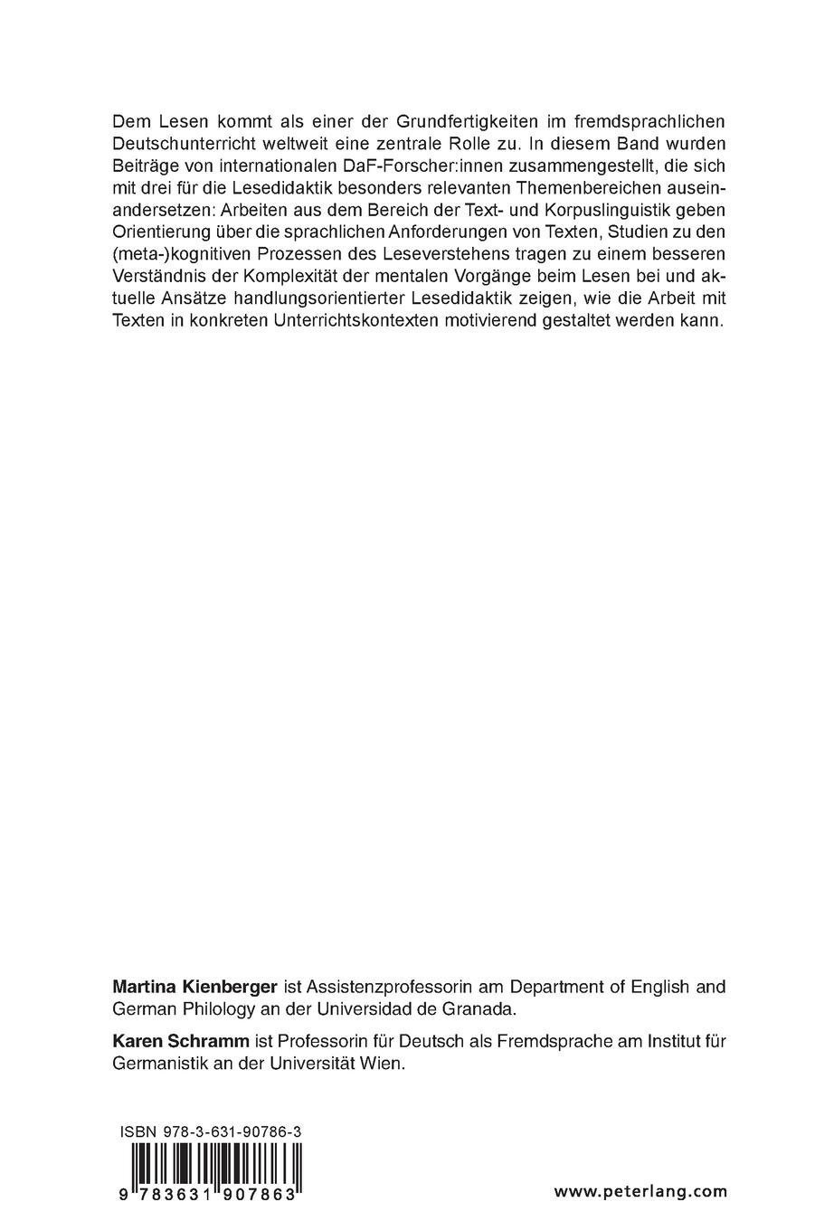 Rückseitencover Lesedidaktik Deutsch als Fremdsprache