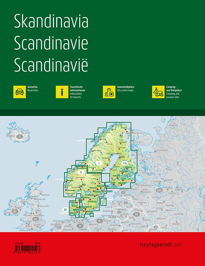 Rückseitencover Skandinavien, Autoatlas 1:200.000 - 1:400.000, freytag & berndt