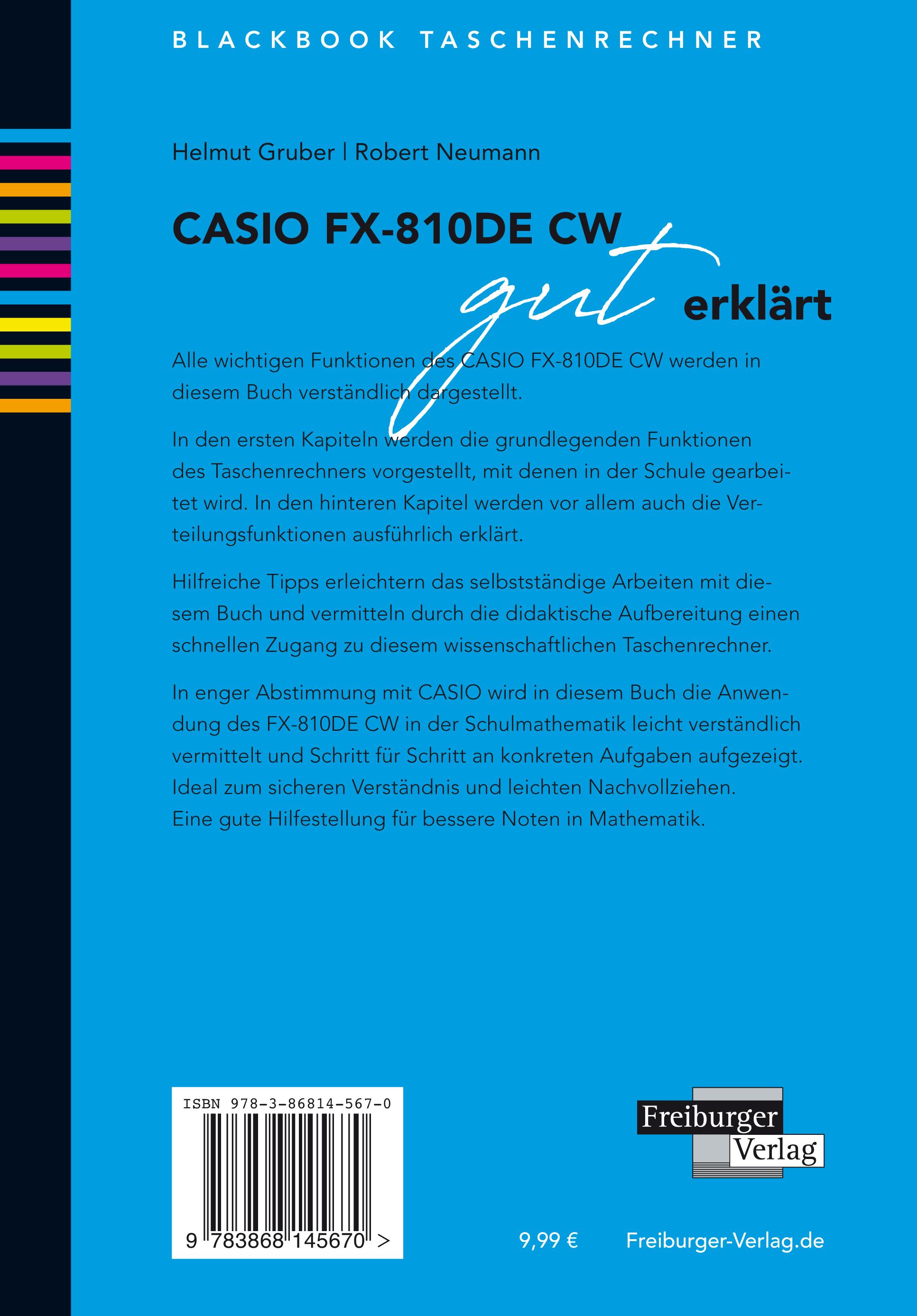 Rückseitencover CASIO fx-810DE CW gut erklärt