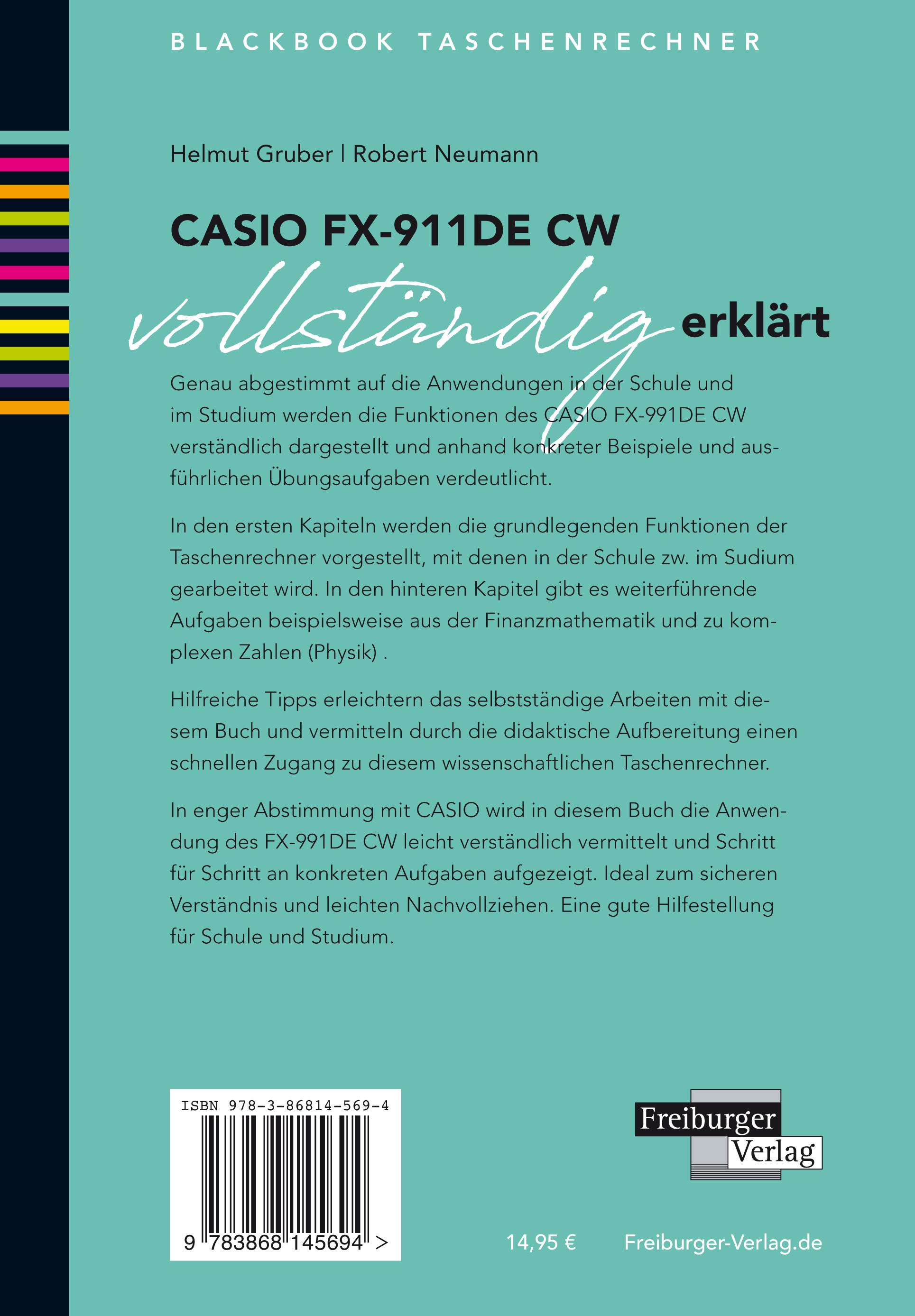 Rückseitencover CASIO fx-991DE CW vollständig erklärt