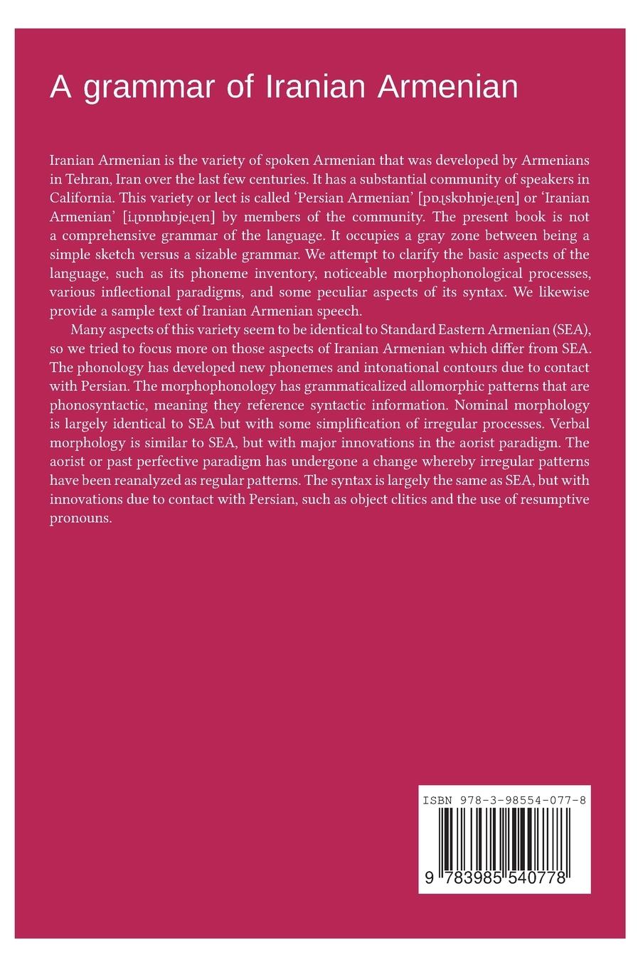 Rückseitencover A grammar of Iranian Armenian