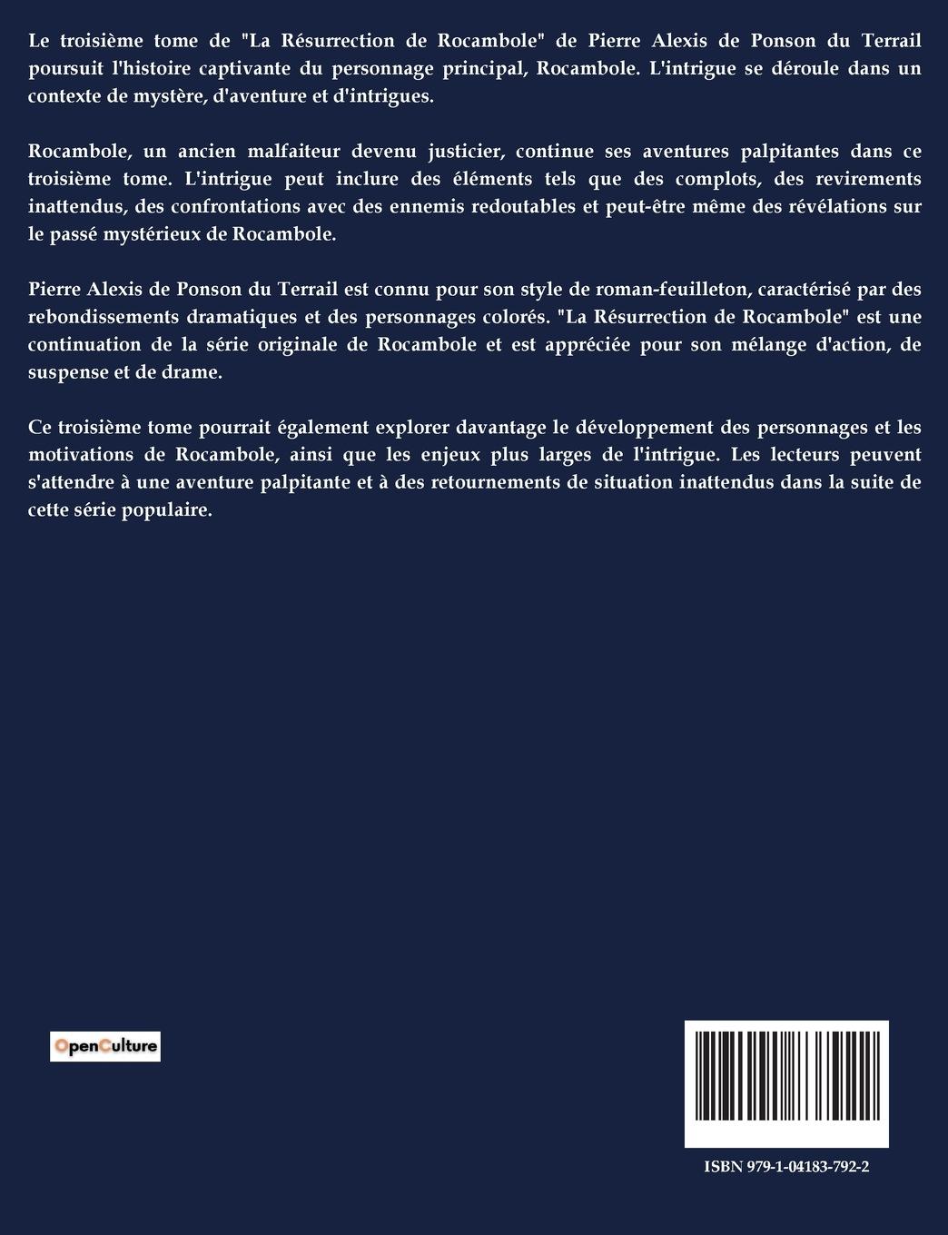 Rückseitencover LA RÉSURRECTION DE ROCAMBOLE