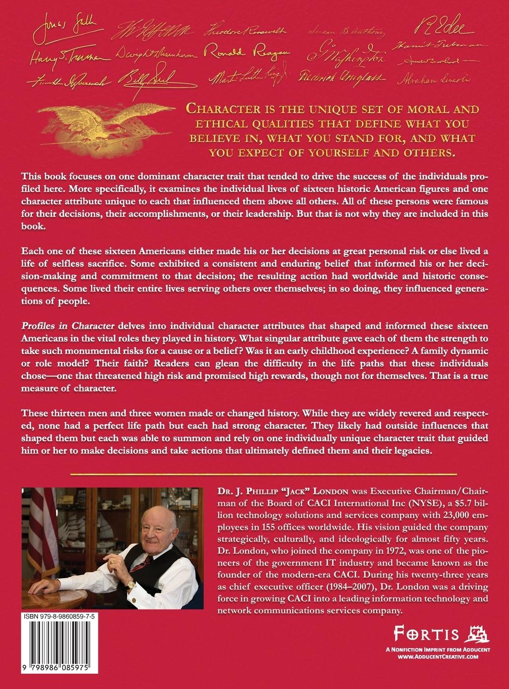 Rückseitencover PROFILES IN CHARACTER