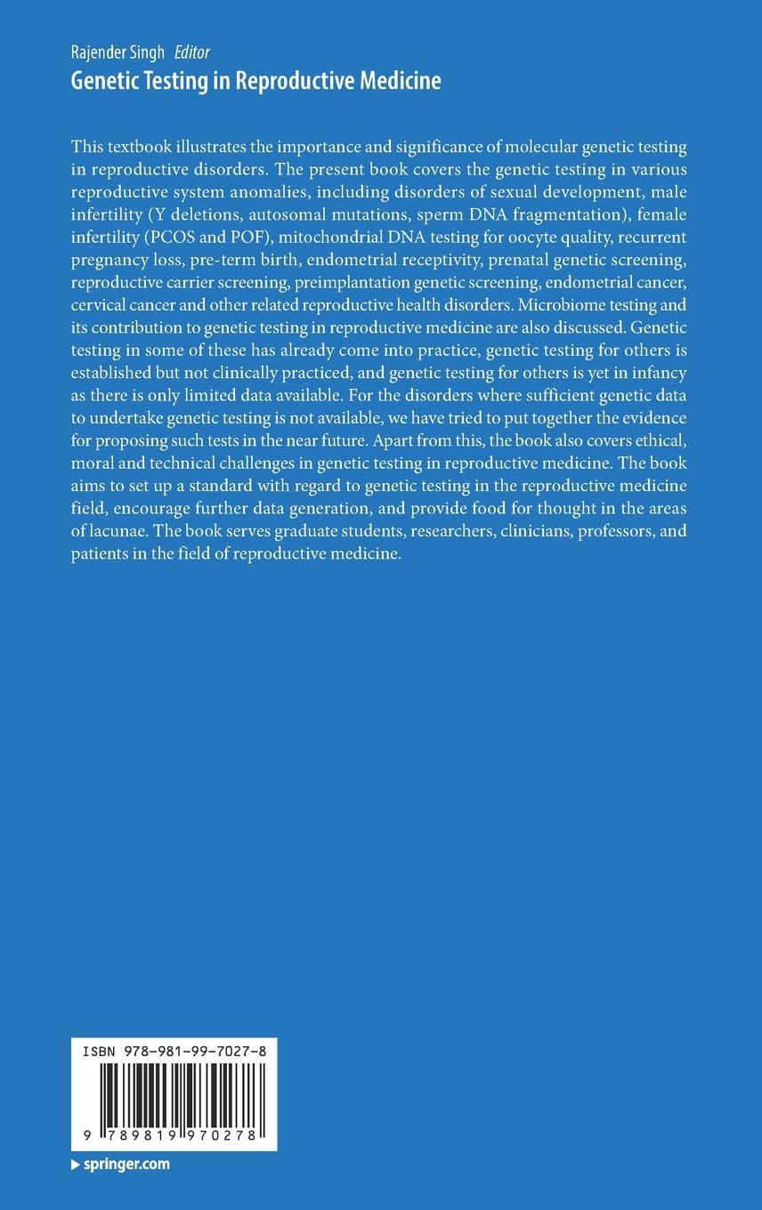 Rückseitencover Genetic Testing in Reproductive Medicine