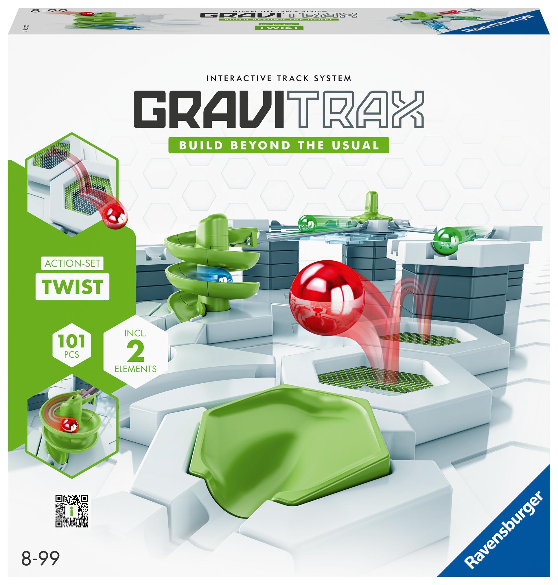 Vorderes Coverbild Ravensburger GraviTrax Action-Set Twist. Kombinierbar mit allen Produktlinien, Starter-Sets, Erweiterungen und Elementen für das GraviTrax-Kugelbahnsystem, interaktive Kugelbahn, Konstruktionsspielzeug für Kinder ab 8 Jahren