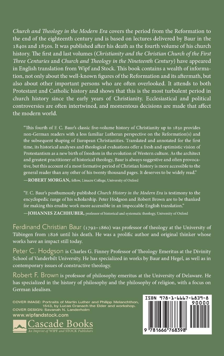 Rückseitencover Church and Theology in the Modern Era