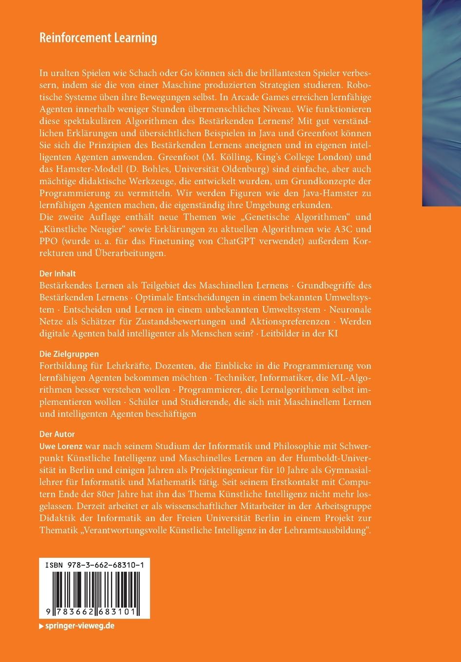 Rückseitencover Reinforcement Learning