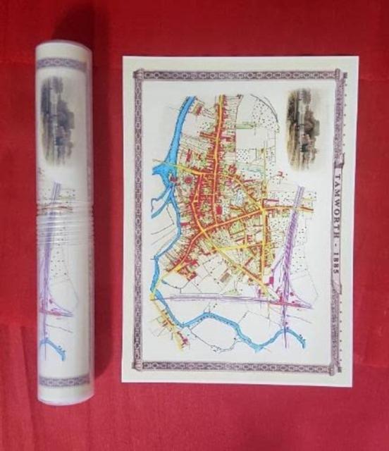 Vorderes Coverbild Tamworth 1885 - Old Map Supplied Rolled in a Clear Two Part Screw Presentation Tube - Print Size 45cm x 32cm