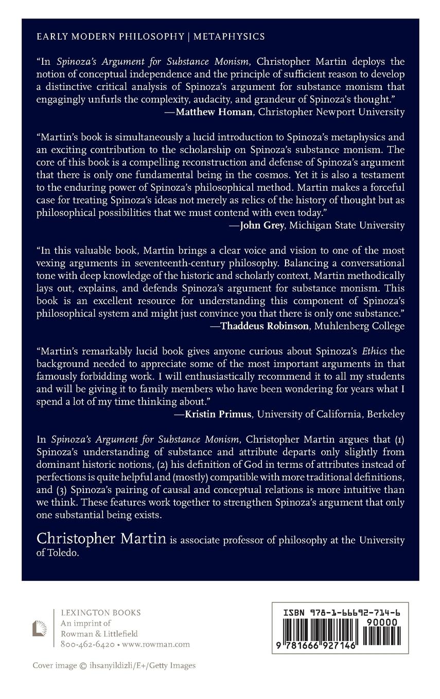Rückseitencover Spinoza's Argument for Substance Monism