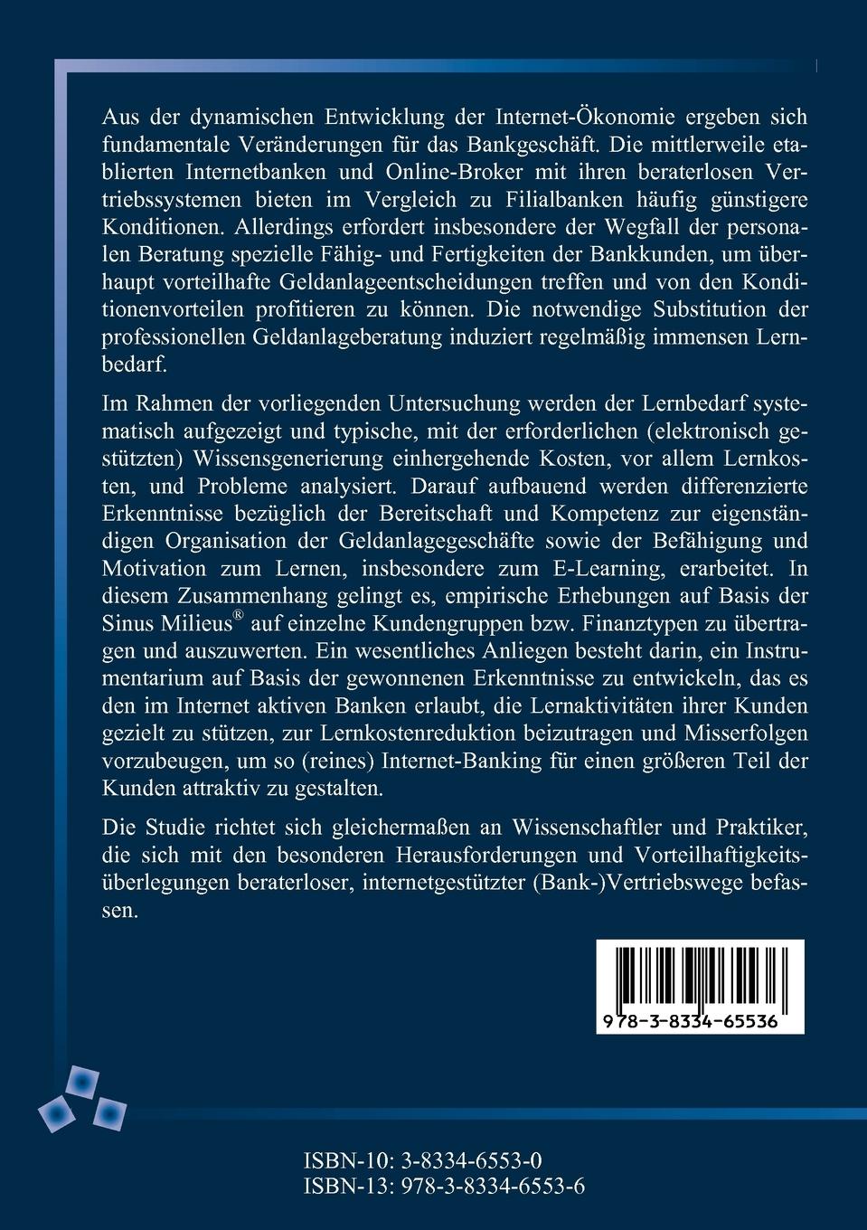 Rückseitencover Lernbedarf und Lernkosten von Bankkunden im Internet-Banking